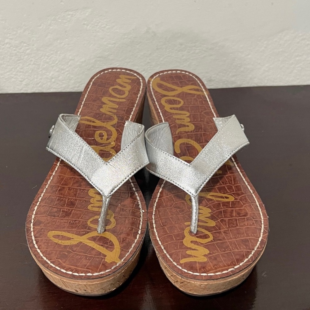SAM Edelman Wedge Sandals Silver 9.5